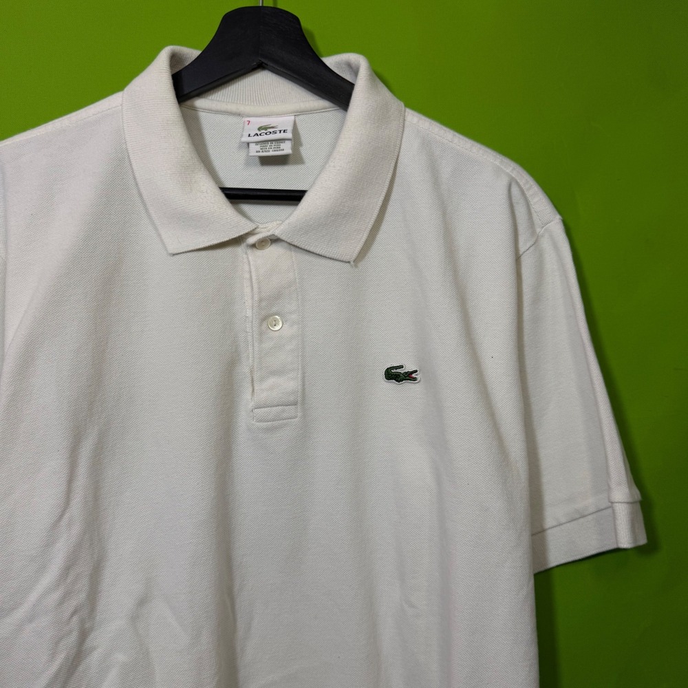 Lacoste Mens White Pique Short Sleeve Polo Shirt size MEDIUM